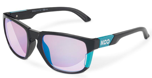 KOO California Black/Light Blue Sunglasses (Blue Mirror Lens) - Medium