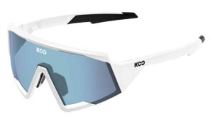 KOO Spectro White Sunglasses (Photochromic Turquoise Mirror Lens)
